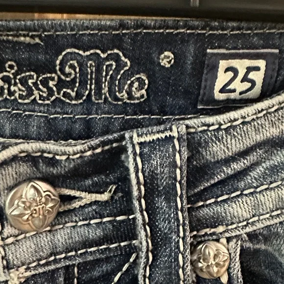 Miss Me Low Rise Boot Cut Jeans with Silver Sequin Detail - Picture 6 of 7